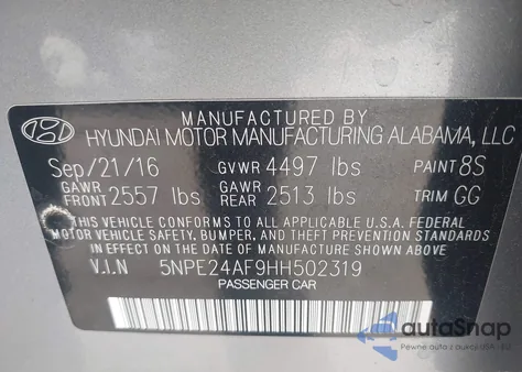 2017 Hyundai Sonata from USA, damaged, VIN 5NPE24AF9HH502319